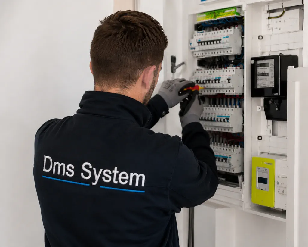 Technicien DMS System intervenant sur un tableau électrique